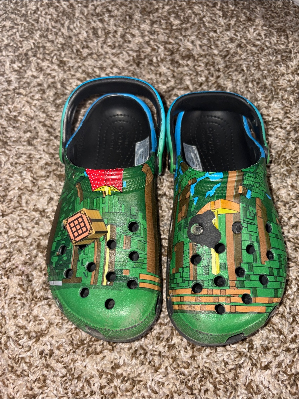 CROCS Kids Green Multi-Graphic Garden Clogs